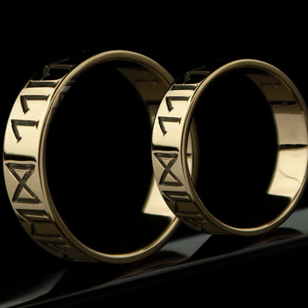 Gold wedding rings with runes 1 - TYV-605