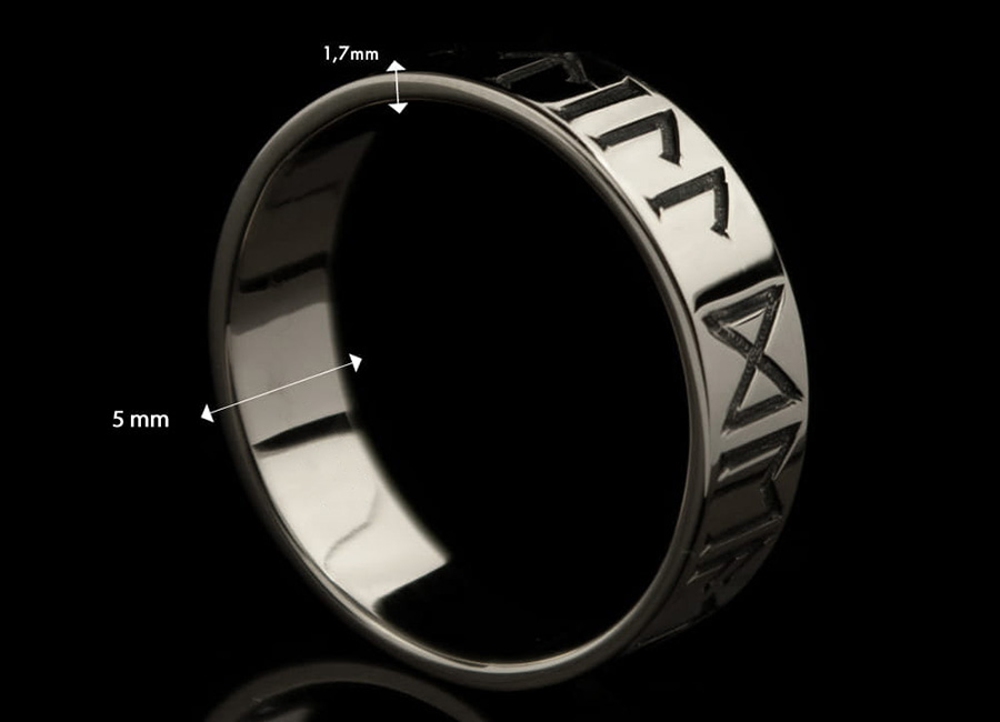 Silver wedding ring with runes 2a - TYV-813
